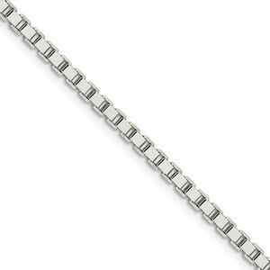 3mm Sterling Silver Solid Classic Box Chain Necklace, 30 Inch